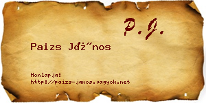 Paizs János névjegykártya